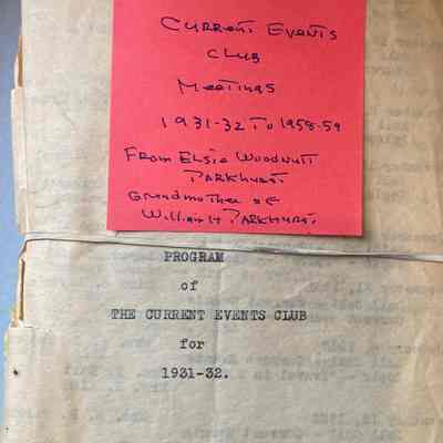 Program of Current Events Club- Elsie Woodnutt Parkhurst