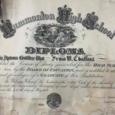 1907 Hammonton High School Diploma