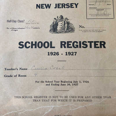 1926-1927 School Register - First Street School- Cecelia Coast