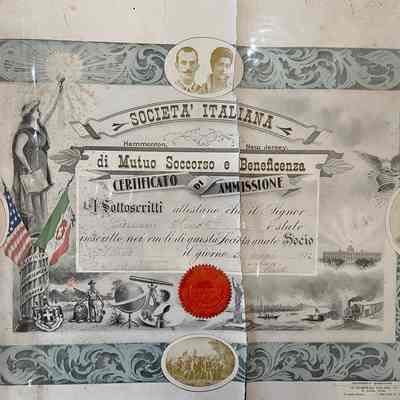 Certificate Societa Italiana- 1912