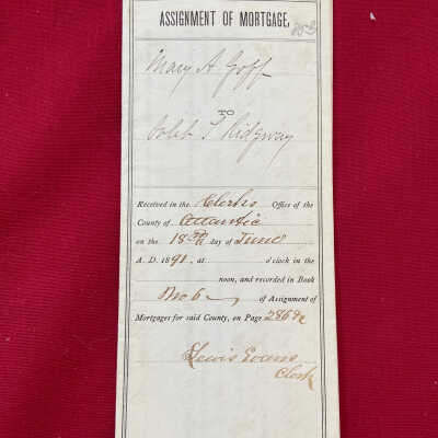 Mortgage 1891- Mary A. Goff to Caleb Ridgway
