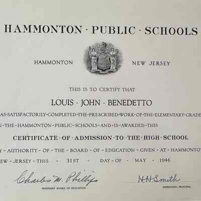 1946 Grammar School Diploma