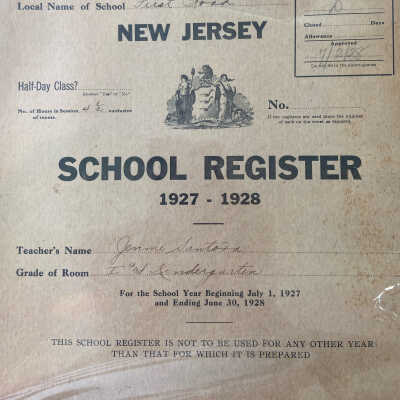 1927-1928 School Register- First Street School- Jennie Santora