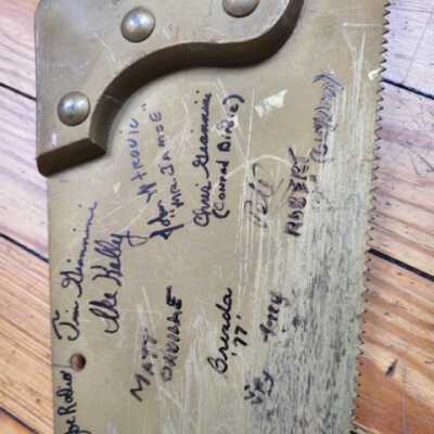 Handsaw signed by cast/crew members of HHS production "Bye-Bye Birdie”