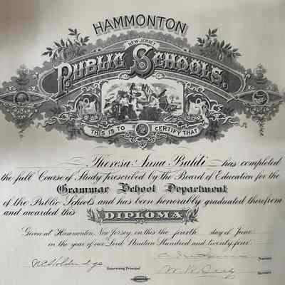1924 Grammar School Diploma