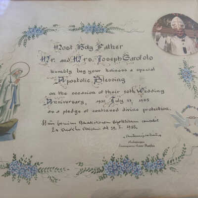 Framed Certificate- Blessing from Pope Paul II