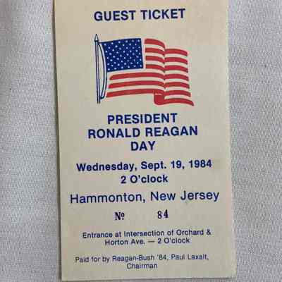 Ticket to 1984 R.Reagan Day Event