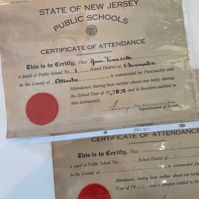 Certificates of Perfect Attendance- 1930-31