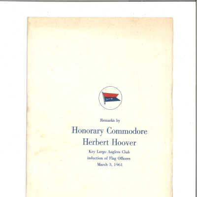 Remarks by Honorary Commodore Herbert Hoover - March 3, 1961
