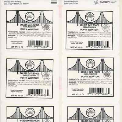 Pork Wonton Labels