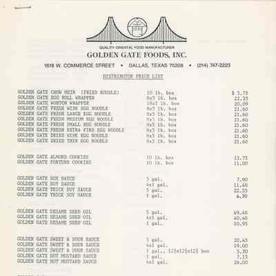 Golden Gate Foods, Inc. Document