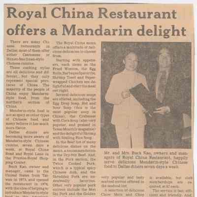 Royal China restaurant offers a Mandarin Delight