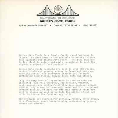 Golden Gate Foods, Inc. Mission Statement