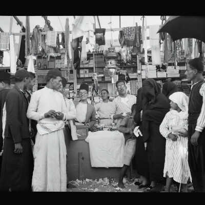 A typical dry goods stall in Nabi Rubin, southern Palestine
