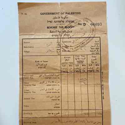 Government of Palestine Revenue Tax Receipts (1929)