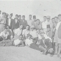          Source: Palestinian police trainees in Beituniya, Ghaleb is wearing the Tarboosh standing in the back row. Nabil Ghusein (May 1935); (original image)
   