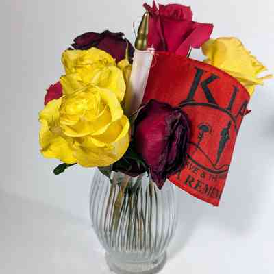 Vase of Rosed & KIA Flag