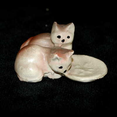 Miniature: cats with saucer