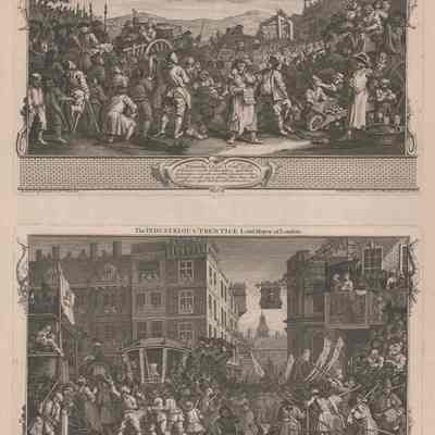 Industry and Idleness: The Idle Prentice Executed at Tyburn; The Industrious Prentice Lord-Mayor of London