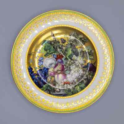 Plate with Flowers and Fruit
