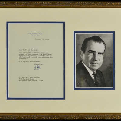 Thank You Letter from President Richard Nixon to Rudy and Eleanor Vallee, January 16, 1974
