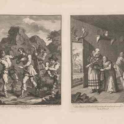 The Unfortunate Knight of the Rock Meeting Don Quixote; The Curate & Barber Disguising Themselves to Convey Don Quixote Home
