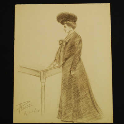 Standing Woman, Hand on Table