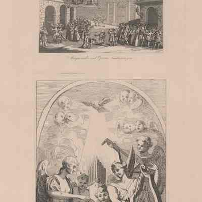 Masquerades and Operas, Burlington Gate; A Burlesque on Kent's Altarpiece at St. Clement's Dane's Church, Westminster