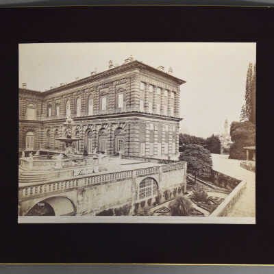 Florence- Pitti Palace Rear View, with Duomo of Veccio Palace