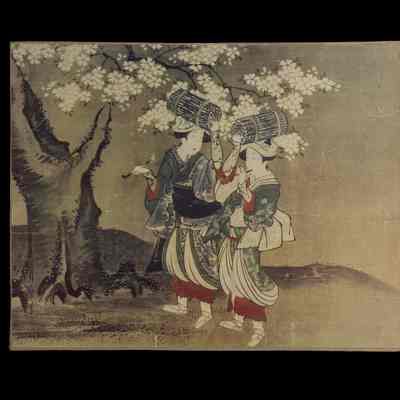 Two Girls Carrying Sticks on Head (Reproduction)