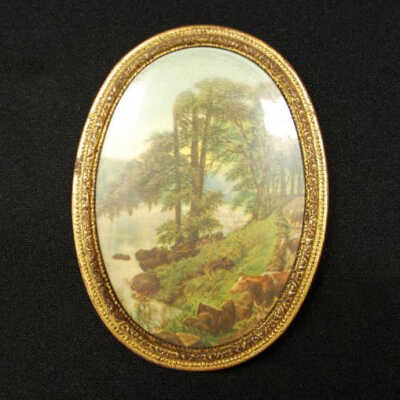 Miniature: Painting of Cow and Landscape