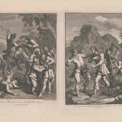Don Quixote Releases the Galley Slaves; The Unfortunate Knight of the Rock Meeting Don Quixote