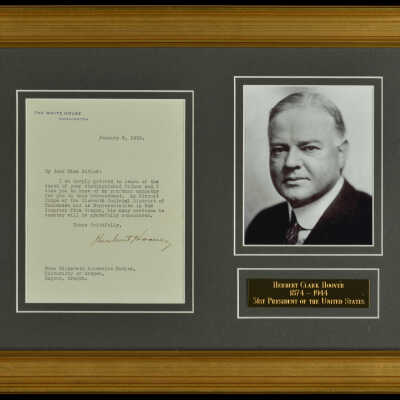 Letter from President Herbert Hoover to Elizabeth Butler, January 9, 1933