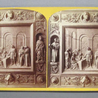 Stereograph: Columbus Undergoing an Examination Before the Council of Salamanca