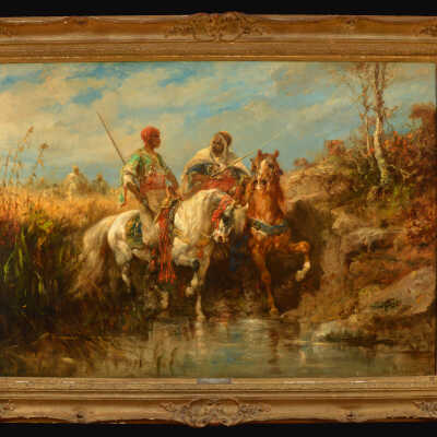 Arab Horsemen at Watering Hole