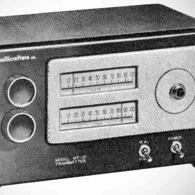 This unit, a prototype, is shown with the original jeweled indicator light. The light could be replaced with a meter. Both large and small lights have been noted.: Image: Allied Radio catalog, 1947
