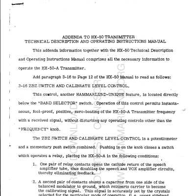 HX-50 Technical Addendum: Via BAMA