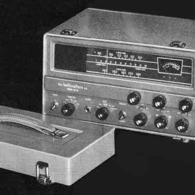 Shown with detachable cover and collapsable antenna. The power cables and antenna can be stored inside the cover.: Image: CQ, Apr 1958