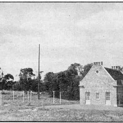 W1AW, looking northwest. Note two of the five 65 foot antenna masts, and several 14 foot feedline supports.: Image: QST, Oct 1938