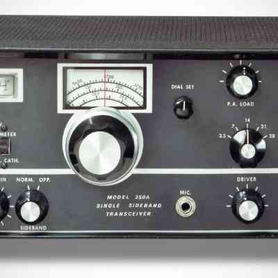 Image: Joe Veras, K9OCO: 350A (early production). The early model 350A had a front panel and dial similar to that of the previous Swan 350 transceivers. It added a sideband selection switch and dial adjustment knob. The transceiver shown lacks the CW audio filter. $599.00.