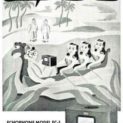 Typical ad for the EC-1, virtually all of which featured beautiful Pacific island women who are attracted less to "Hogarth" and more to his EC-1. The Hograth campaign started early in 1943 and ran for the duration of WWII.: Image: Radio News, Mar 1945