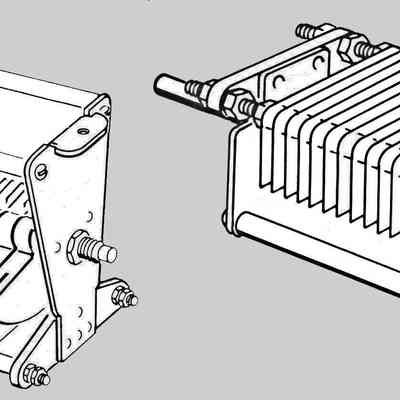 Figure 1. Original tuning capacitor (left, P/N 26-131, 250 pF)) and later type (P/N 26-164, 255 pF). Note that capacitors with a form-factor similar to 26-164 have been found marked as 26-131.