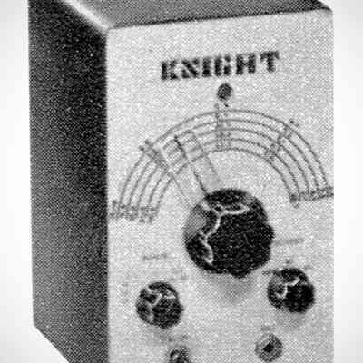 Image: Allied Radio catalog 1955 (copyright 1954): This prototype of the VFO appeared in the 1955 Allied Radio catalog. It was Allied's first Knight-branded amateur radio product.