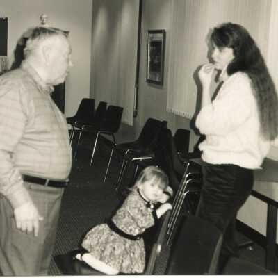 Man, woman, and child