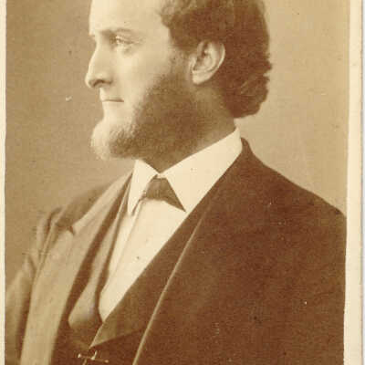 Photo of bearded man in profile, Harvey Family, Lake Bluff