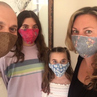 "Homemade family face masks"