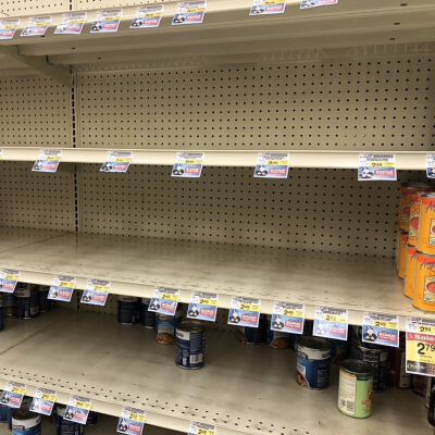 "Stocking up on soup at Jewel"