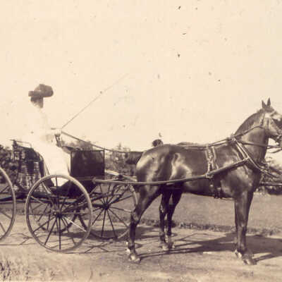 Grace Farwell Winston in a horse and buggy