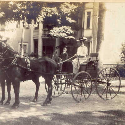Grace Farwell Winston and Farwell Winston in a horse and buggy