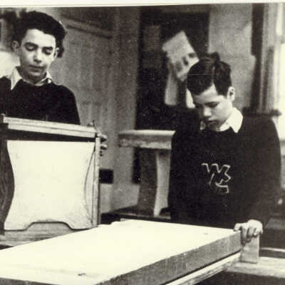 Students in wood shop